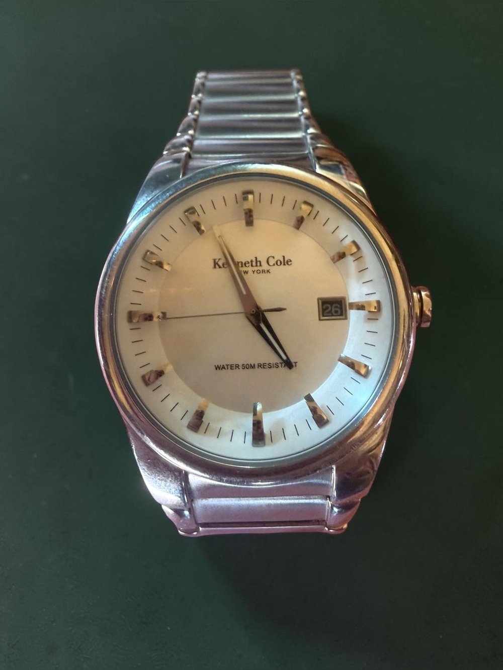 Kenneth Cole New York Men’s Watch Silver Dial Date 50M Full Bracelet Like New